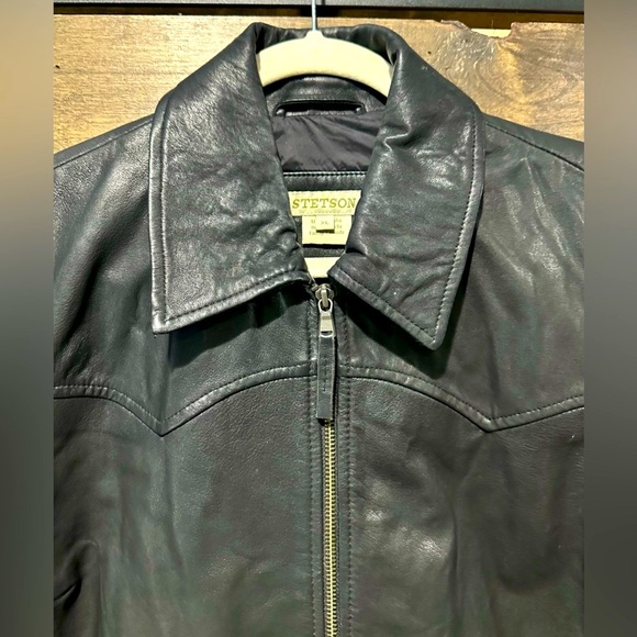 EUC Black Stetson Genuine Leather Western Yoke Jacket - Picture 6 of 14